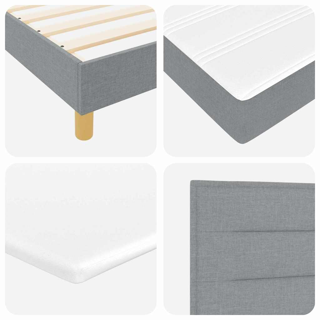 vidaXL Boxspring met matras en LED stof lichtgrijs 90x200 cm
