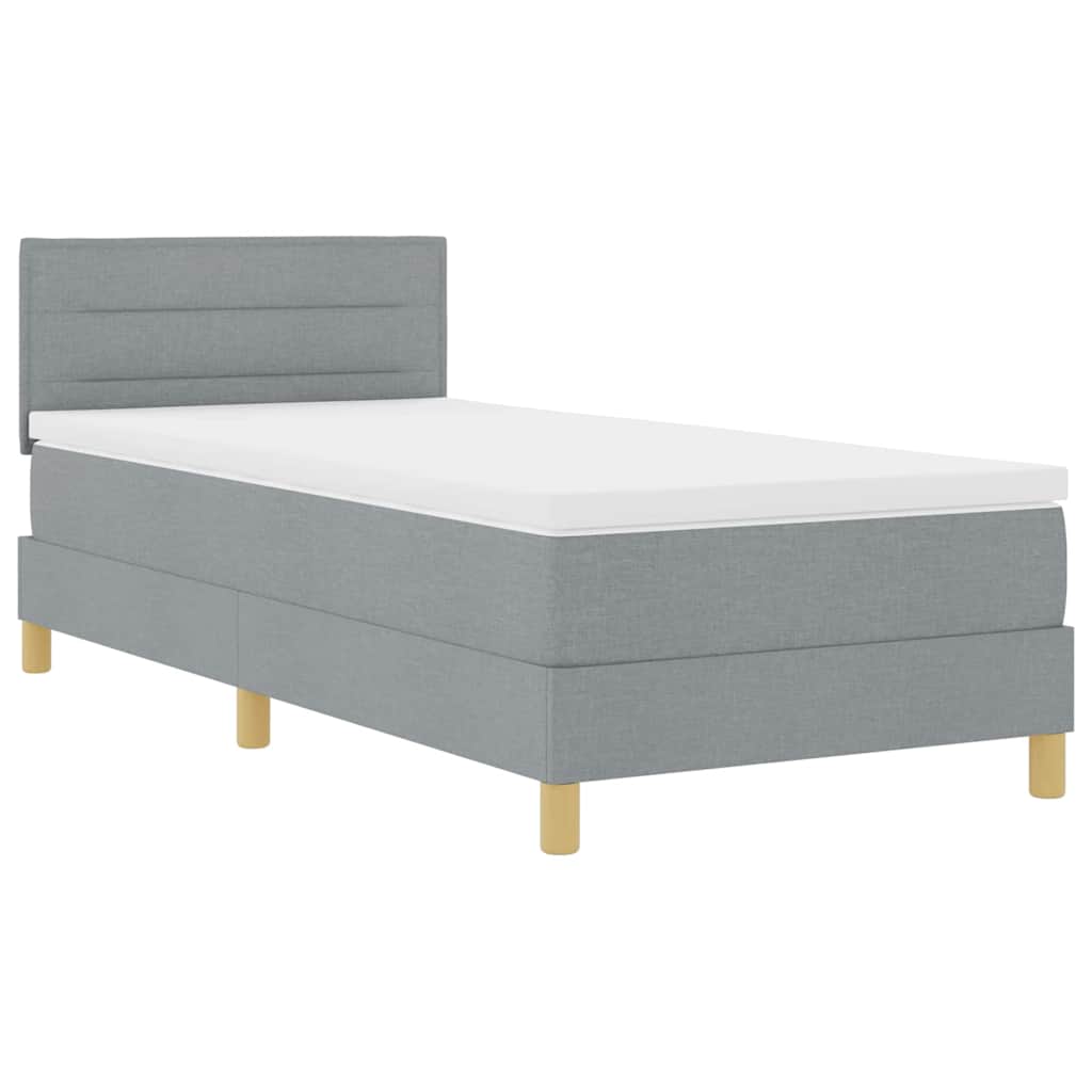 vidaXL Boxspring met matras en LED stof lichtgrijs 90x200 cm