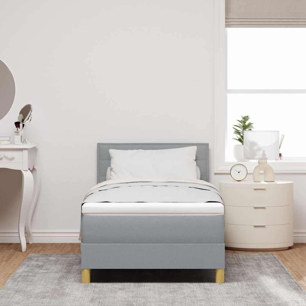 vidaXL Boxspring met matras en LED stof lichtgrijs 90x200 cm