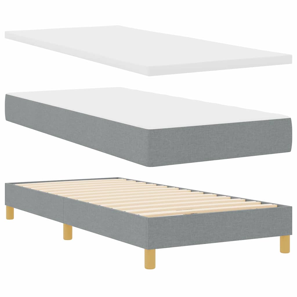 vidaXL Boxspring met matras en LED stof lichtgrijs 90x200 cm