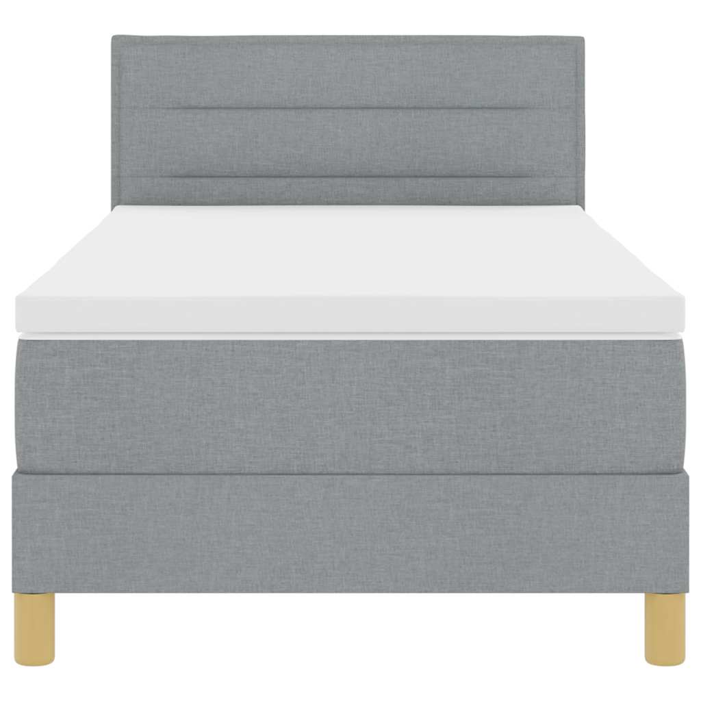 vidaXL Boxspring met matras en LED stof lichtgrijs 90x200 cm