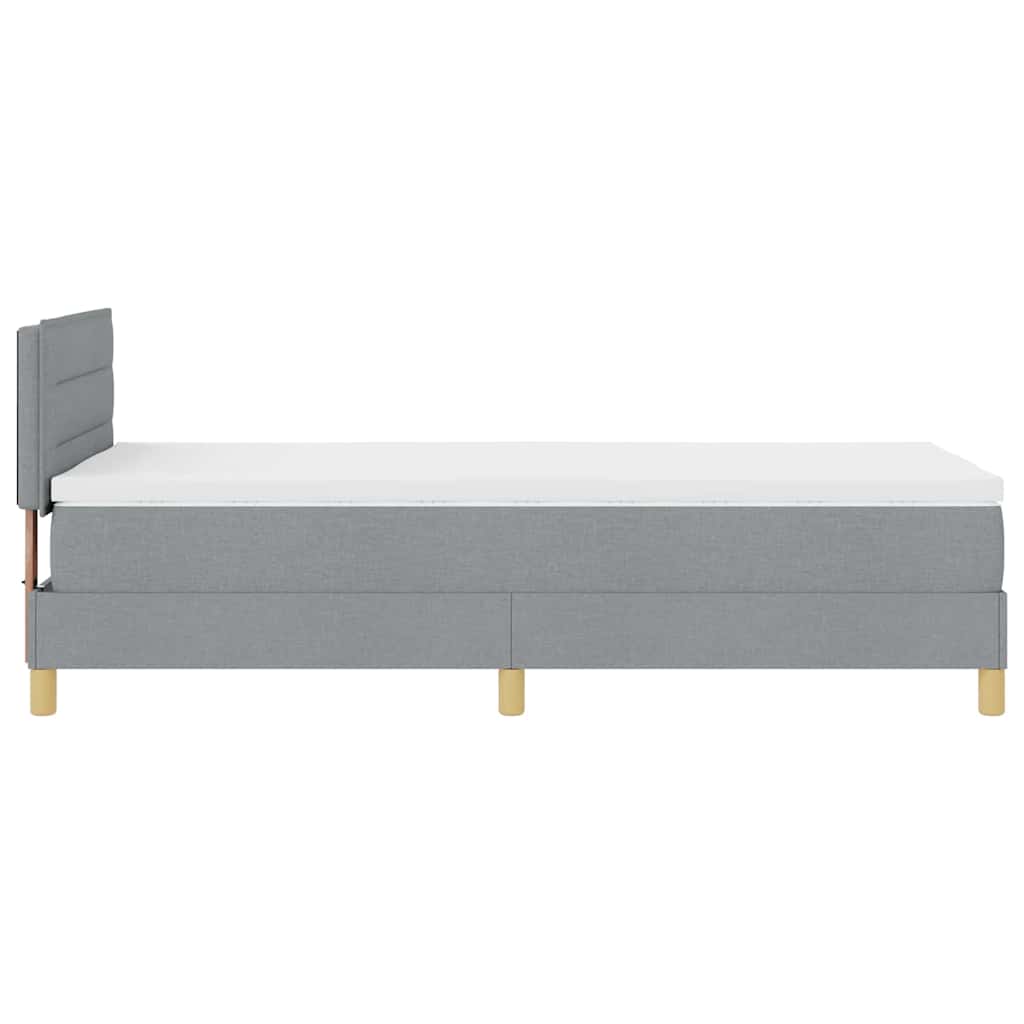 vidaXL Boxspring met matras en LED stof lichtgrijs 90x200 cm