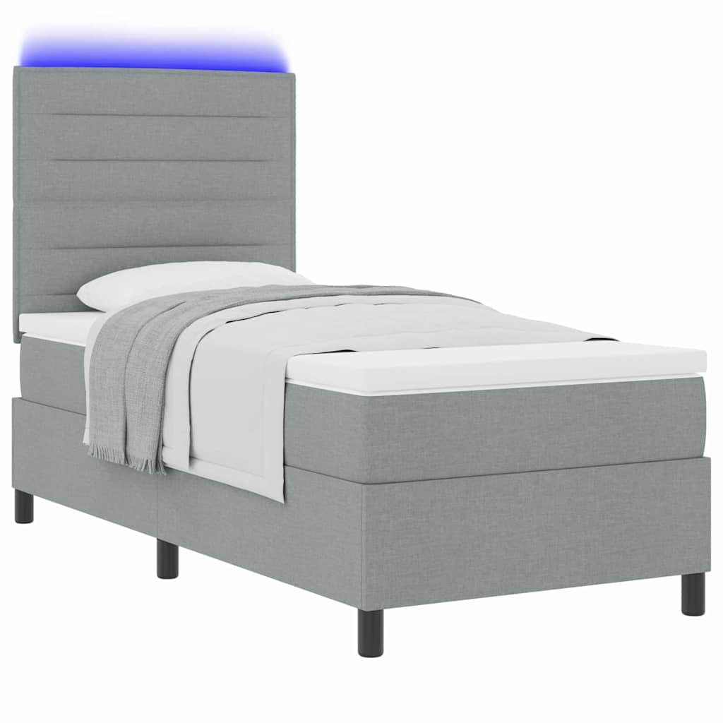 vidaXL Boxspring met matras en LED stof donkergrijs 100x200 cm