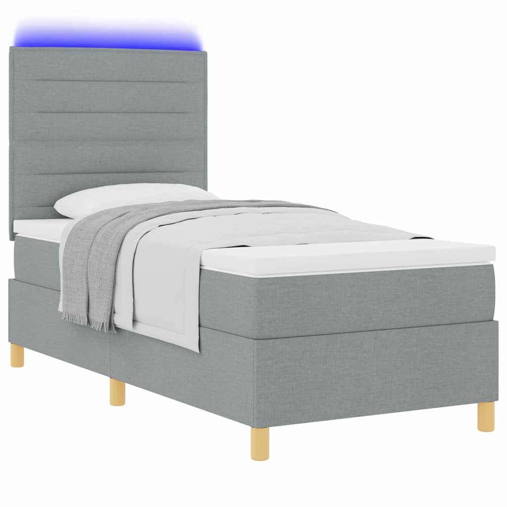 vidaXL Boxspring met matras en LED stof crèmekleurig 140x200 cm