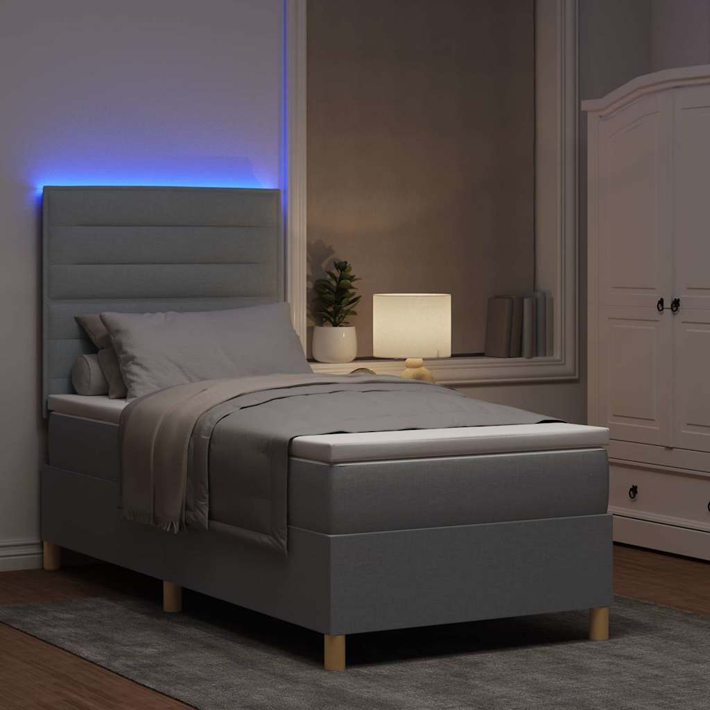 vidaXL Boxspring met matras en LED stof crèmekleurig 140x200 cm