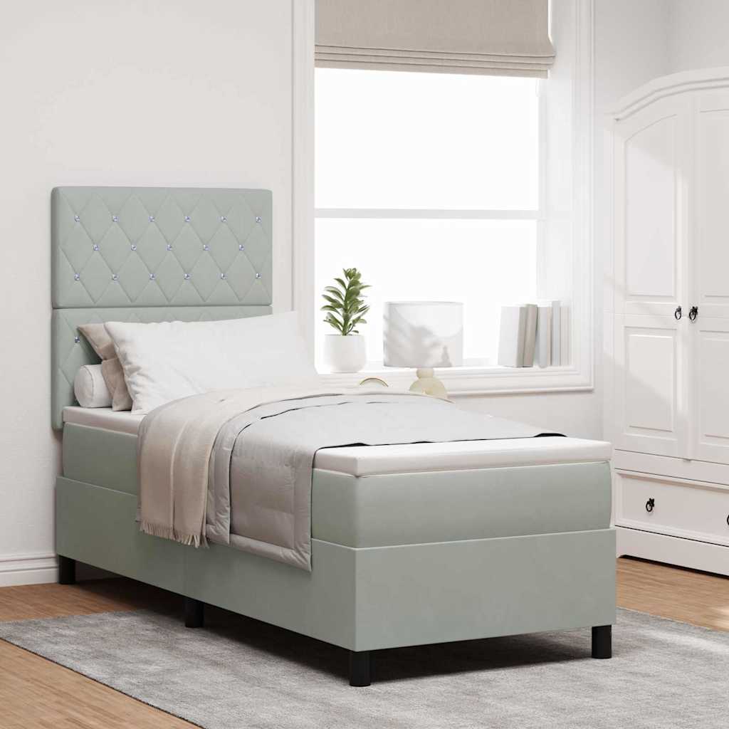 vidaXL Boxspring met matras en LED fluweel roze 100x200 cm
