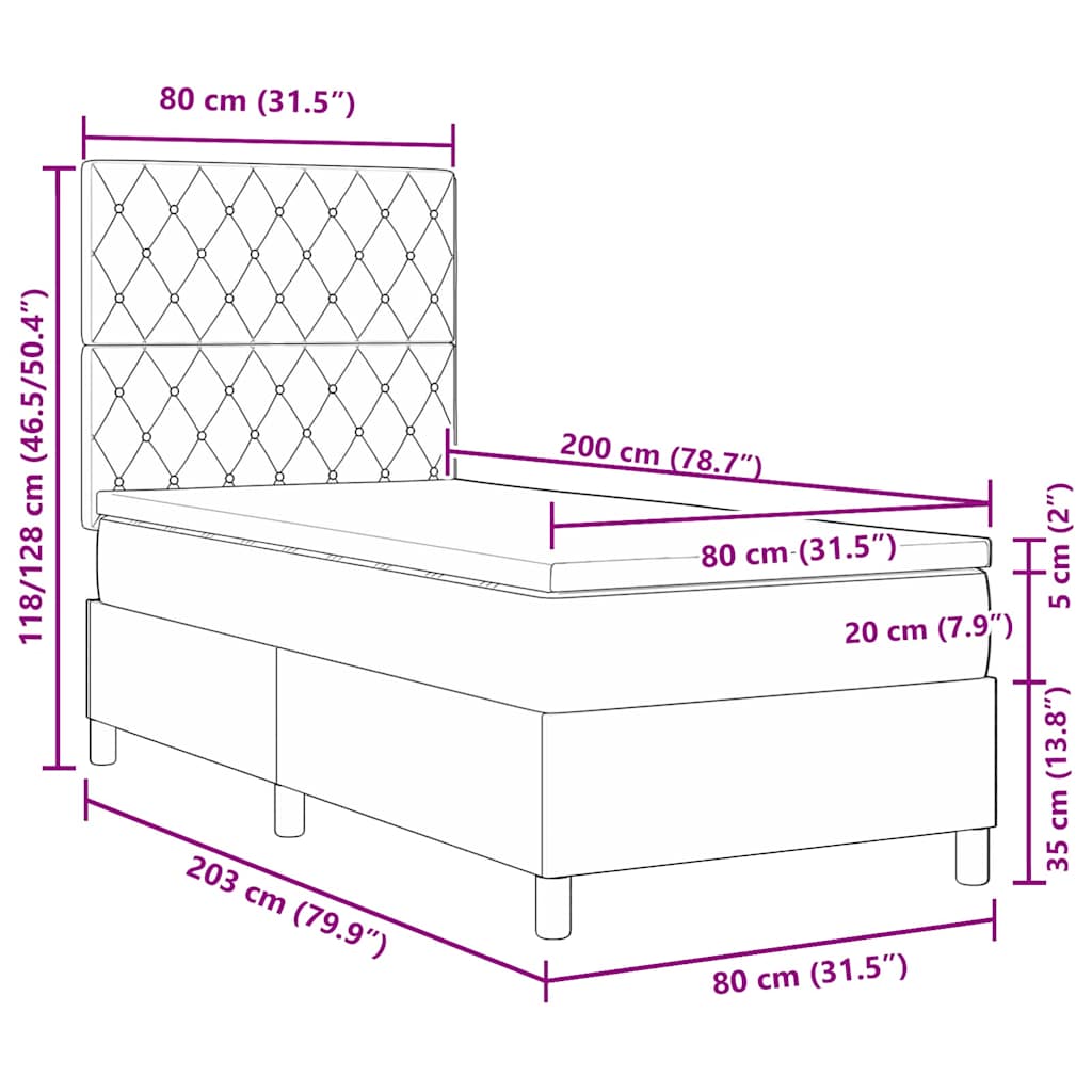 vidaXL Boxspring met matras en LED fluweel roze 100x200 cm