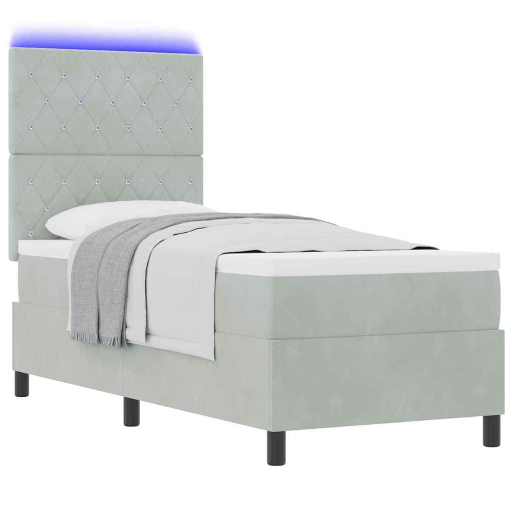 vidaXL Boxspring met matras en LED fluweel roze 100x200 cm