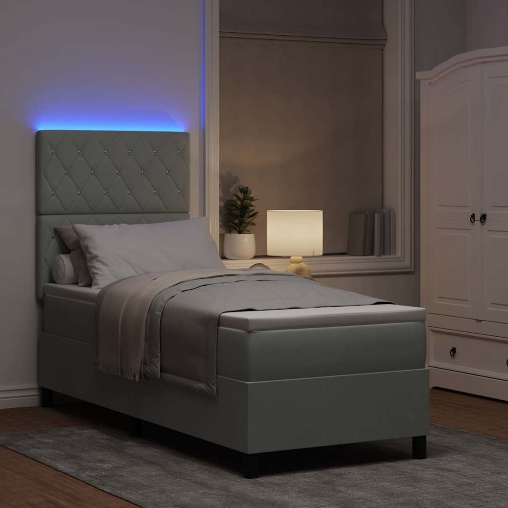 vidaXL Boxspring met matras en LED fluweel roze 100x200 cm