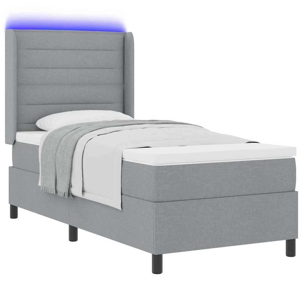 vidaXL Boxspring met matras en LED stof crèmekleurig 140x200 cm