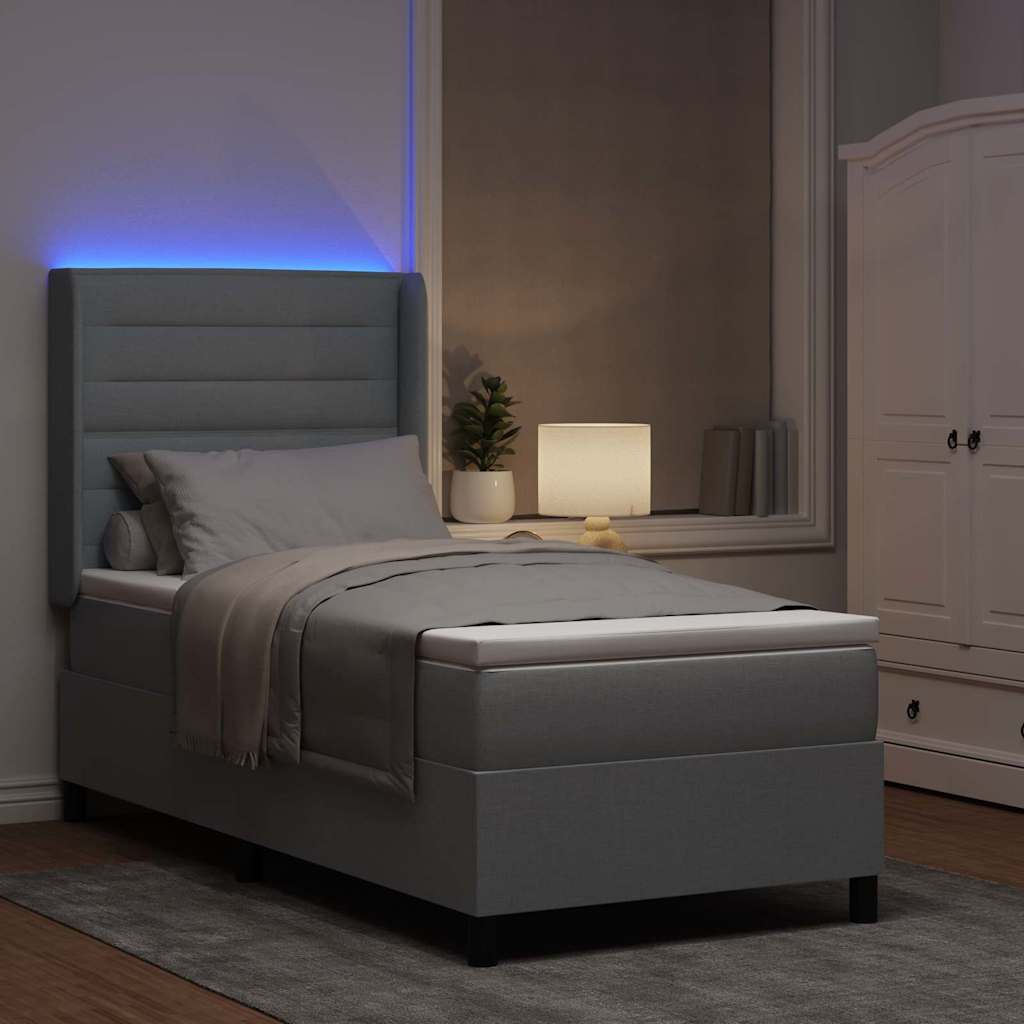 vidaXL Boxspring met matras en LED stof crèmekleurig 140x200 cm
