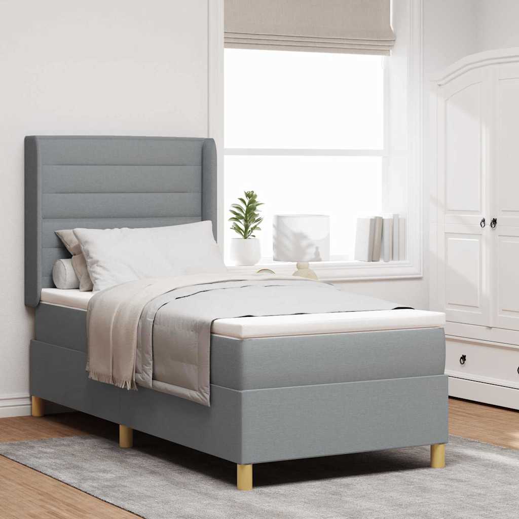 vidaXL Boxspring met matras en LED stof lichtgrijs 100x200 cm