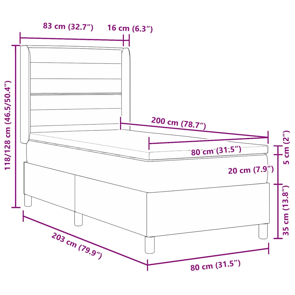 vidaXL Boxspring met matras en LED stof lichtgrijs 100x200 cm