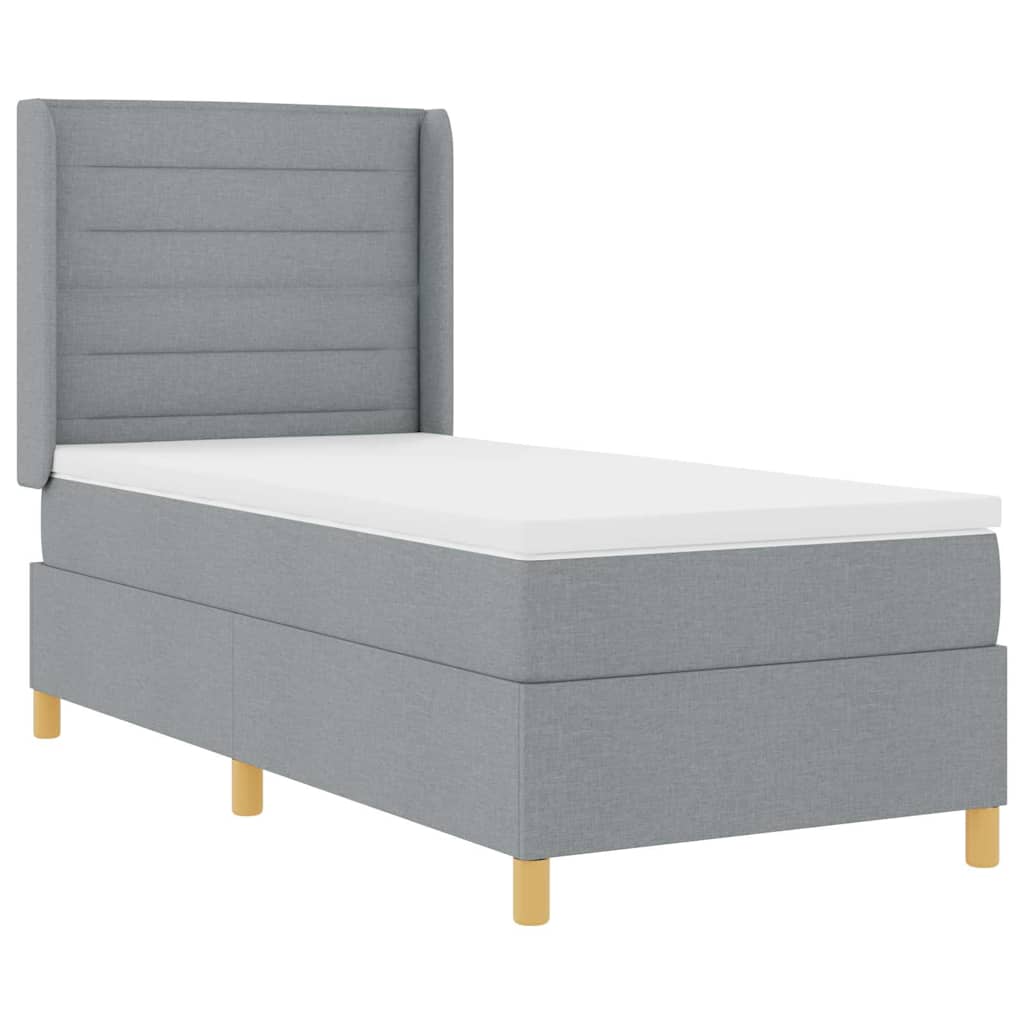 vidaXL Boxspring met matras en LED stof lichtgrijs 100x200 cm