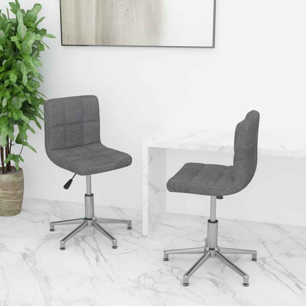 vidaXL Eetkamerstoelen draaibaar 2 st stof lichtgrijs