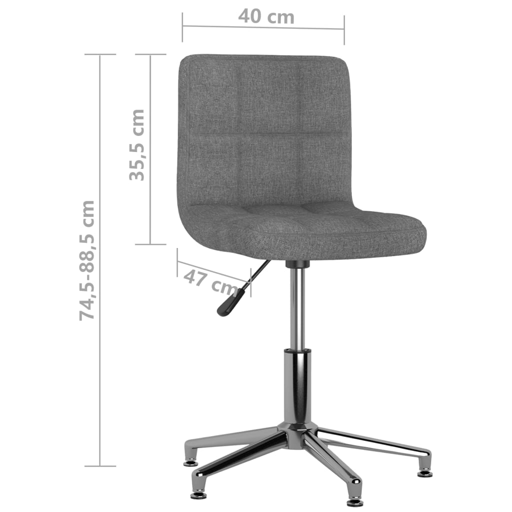 vidaXL Eetkamerstoelen draaibaar 2 st stof lichtgrijs