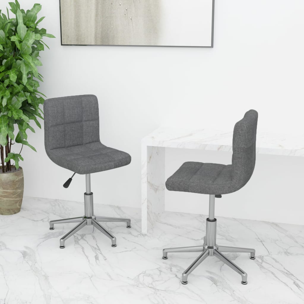 vidaXL Eetkamerstoelen draaibaar 2 st stof lichtgrijs
