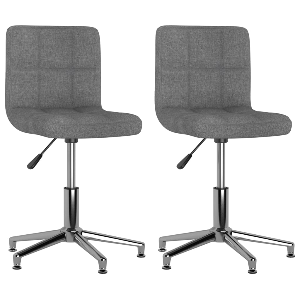 vidaXL Eetkamerstoelen draaibaar 2 st stof lichtgrijs