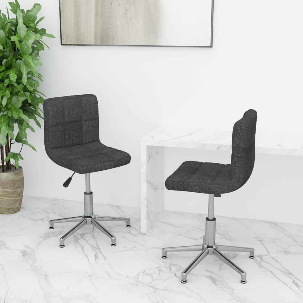 vidaXL Eetkamerstoelen draaibaar 2 st stof lichtgrijs