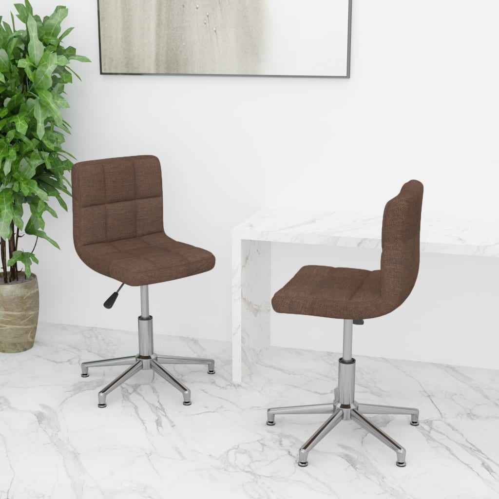 vidaXL Eetkamerstoelen draaibaar 2 st stof lichtgrijs