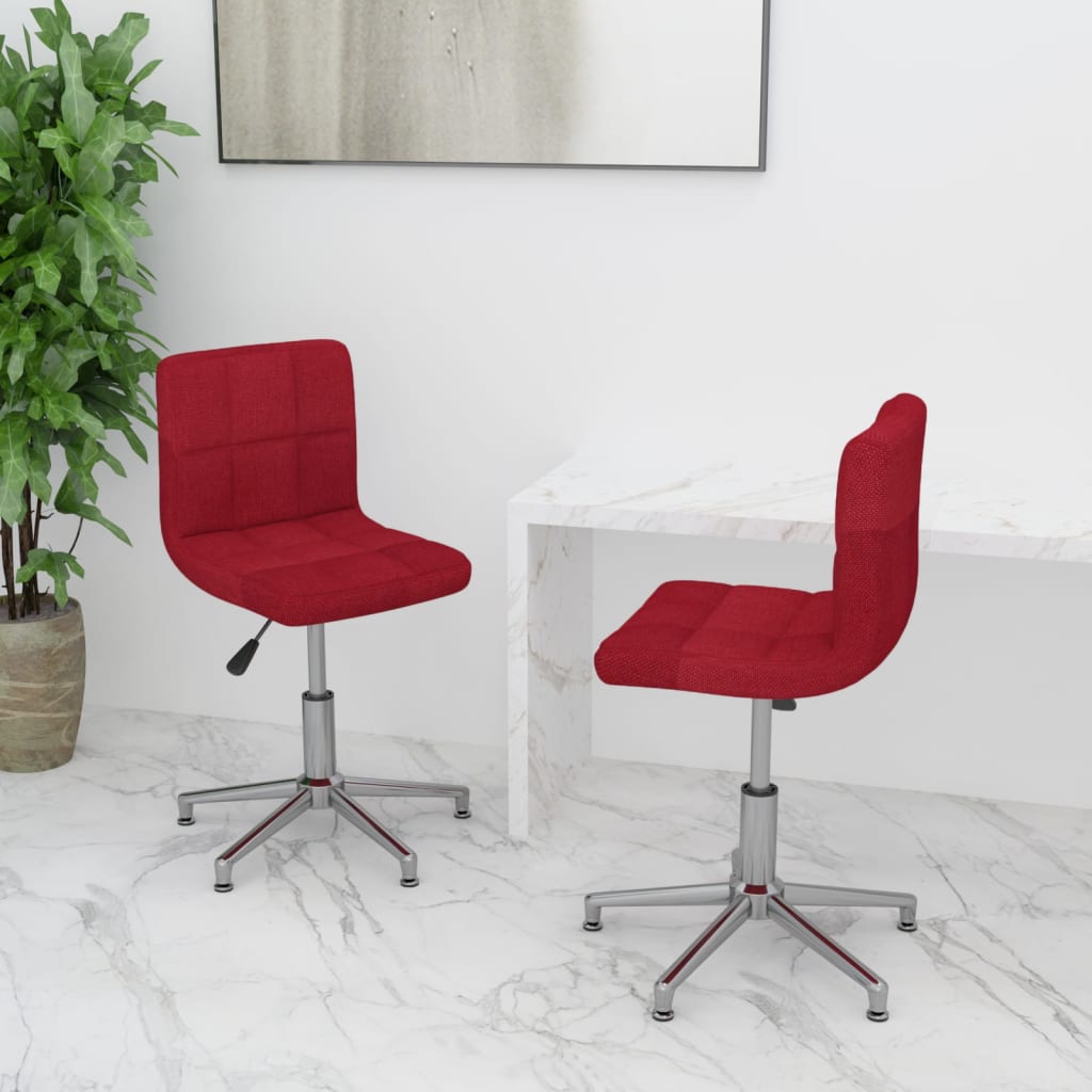 vidaXL Eetkamerstoelen draaibaar 2 st stof lichtgrijs