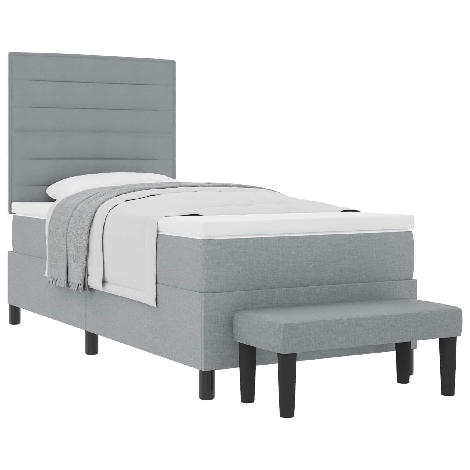 vidaXL Boxspring met matras stof crèmekleurig 140x200 cm