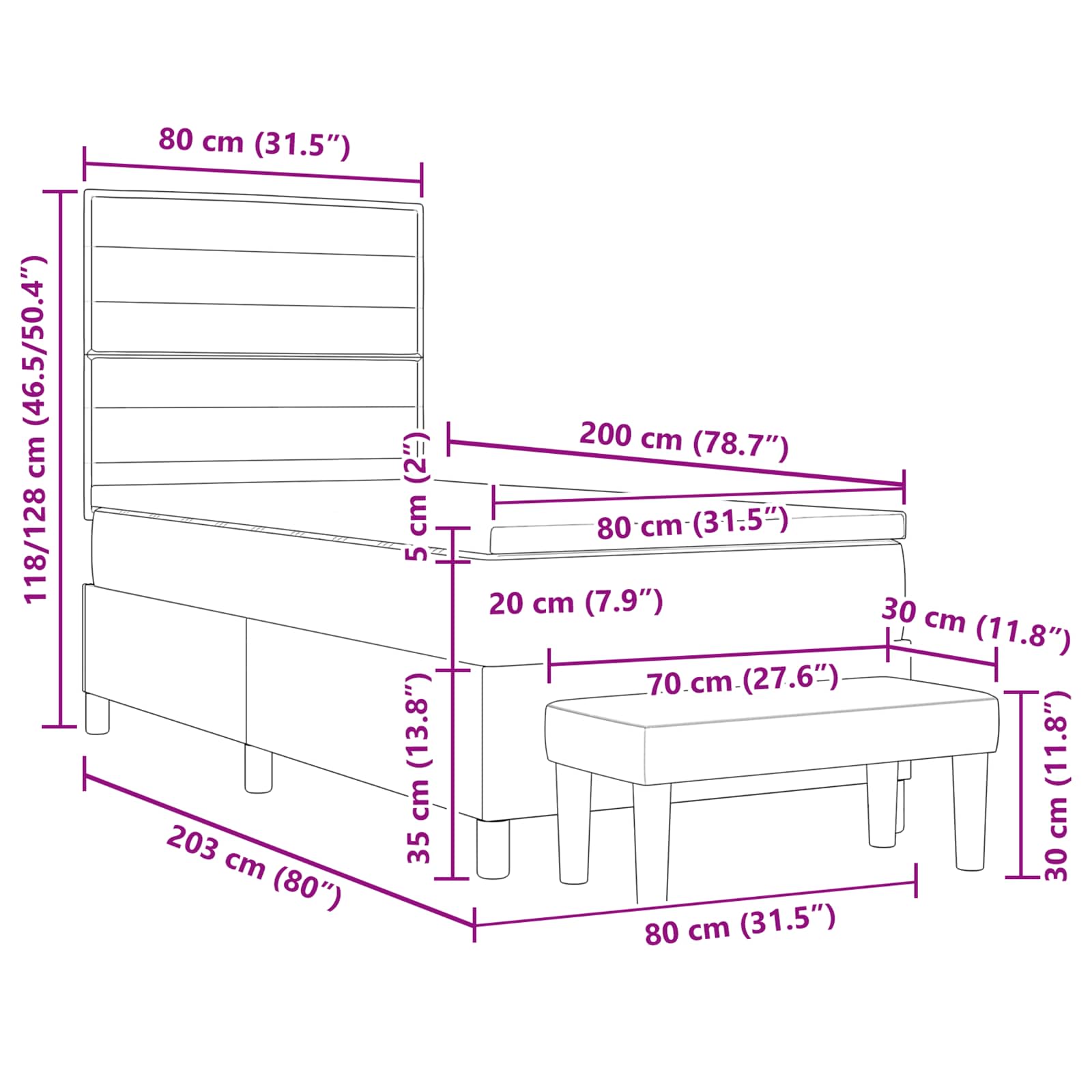 vidaXL Boxspring met matras stof crèmekleurig 140x200 cm