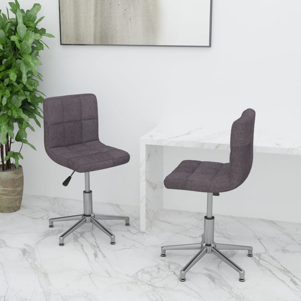 vidaXL Eetkamerstoelen draaibaar 2 st stof lichtgrijs