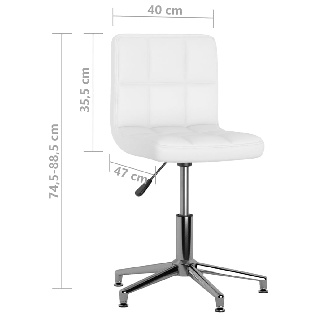 vidaXL Eetkamerstoelen draaibaar 2 st kunstleer wit