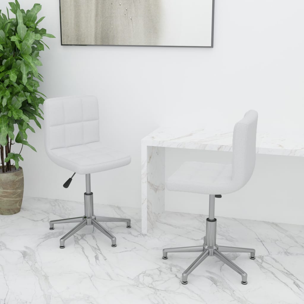 vidaXL Eetkamerstoelen draaibaar 2 st kunstleer wit