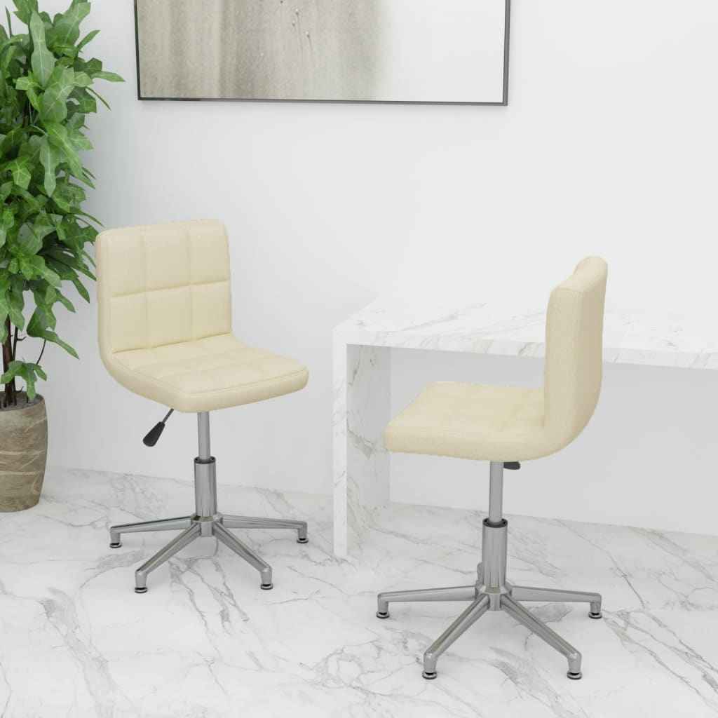 vidaXL Eetkamerstoelen draaibaar 2 st kunstleer wit