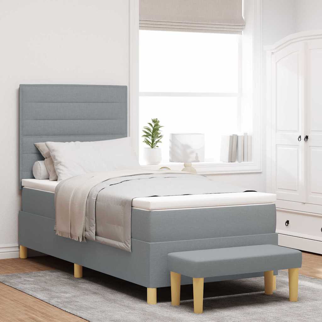 vidaXL Boxspring met matras stof donkerbruin 120x200 cm