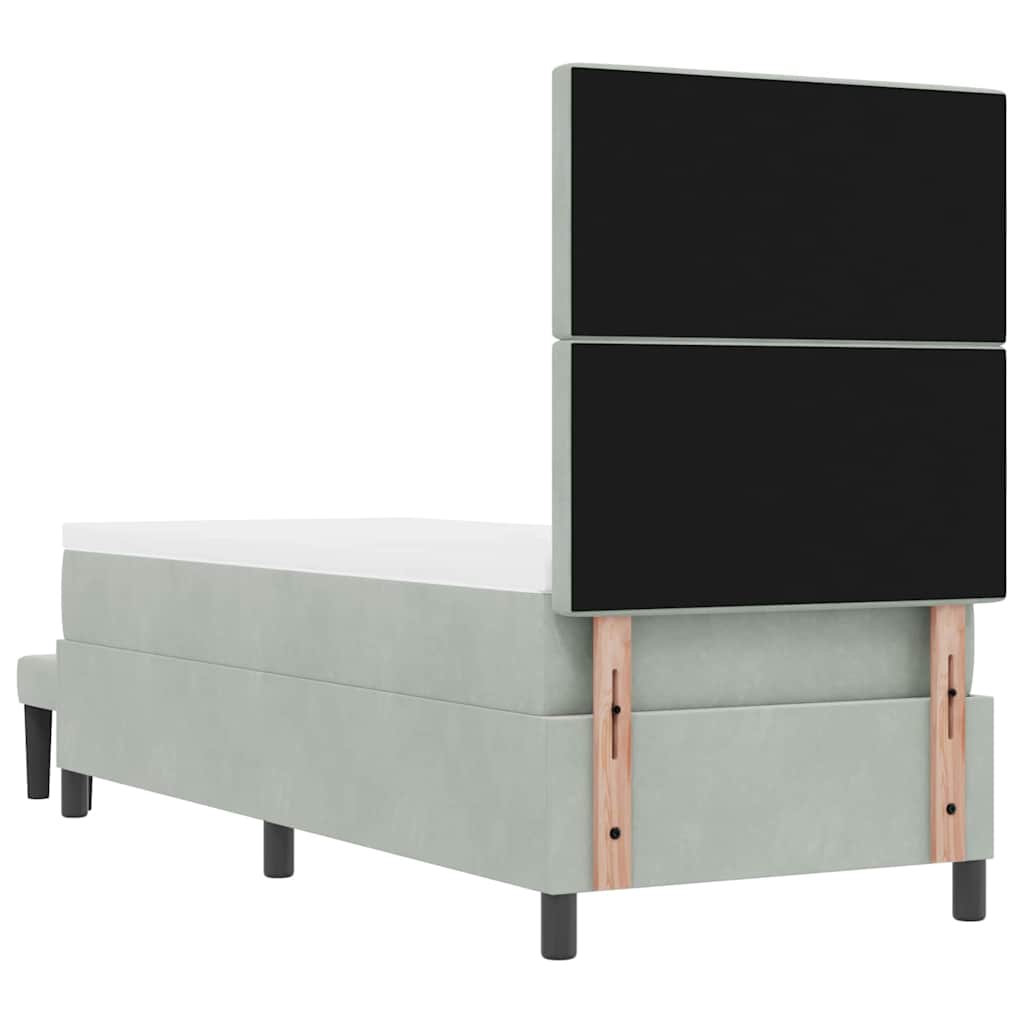 vidaXL Boxspring met matras fluweel lichtgrijs 140x200 cm