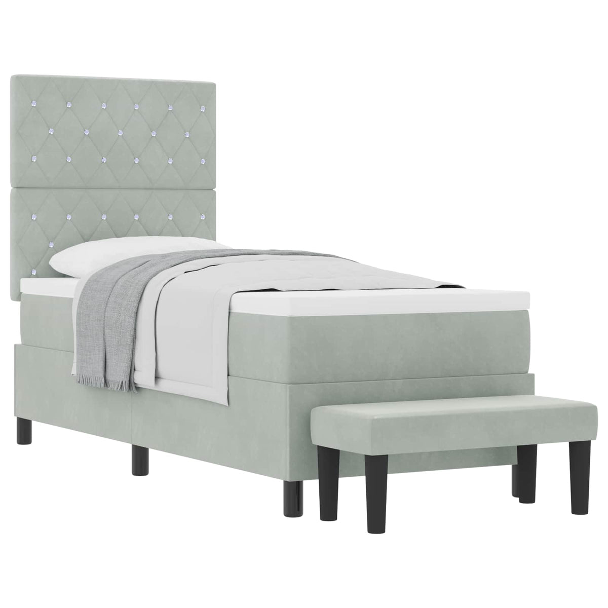 vidaXL Boxspring met matras fluweel lichtgrijs 140x200 cm