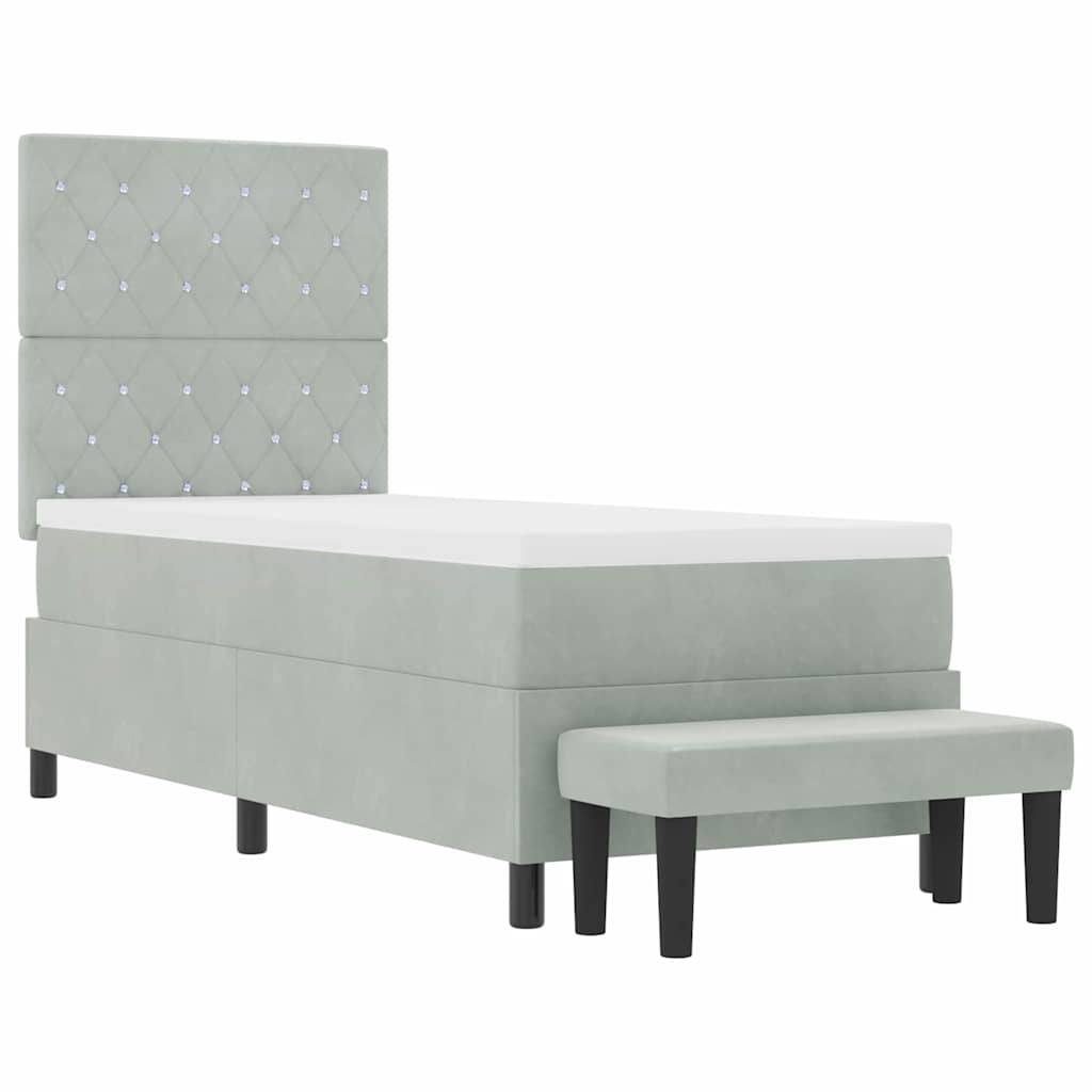 vidaXL Boxspring met matras fluweel lichtgrijs 140x200 cm
