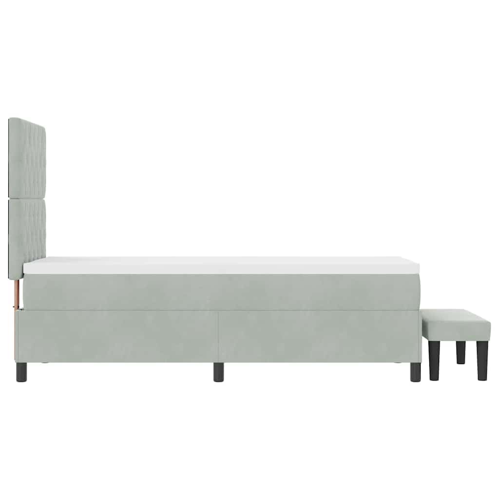 vidaXL Boxspring met matras fluweel lichtgrijs 140x200 cm