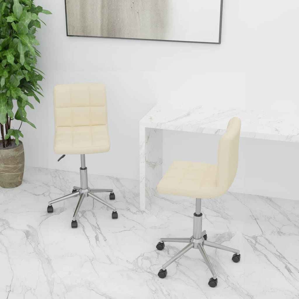 vidaXL Eetkamerstoelen draaibaar 2 st stof lichtgrijs