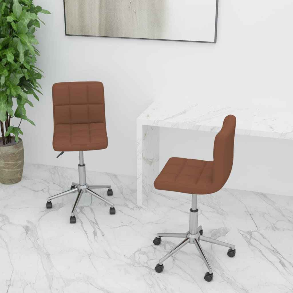 vidaXL Eetkamerstoelen draaibaar 2 st stof lichtgrijs