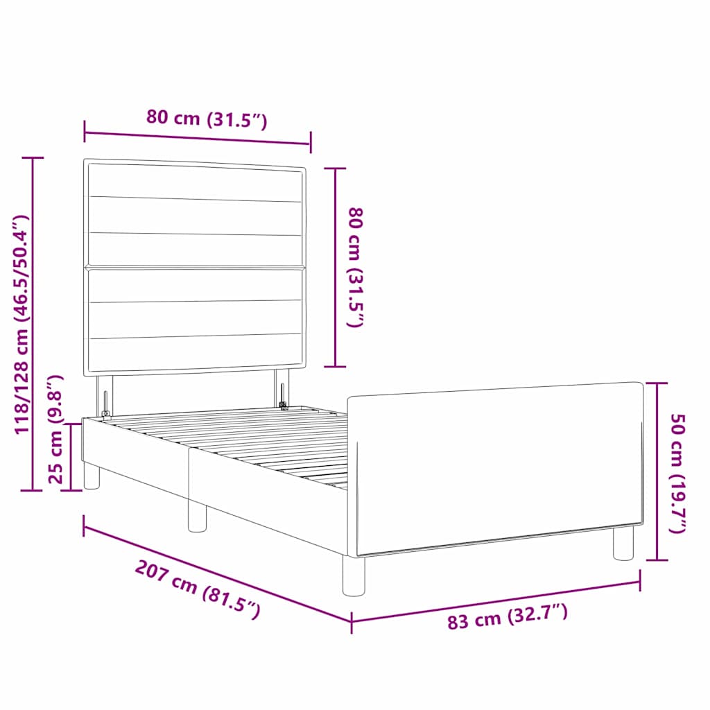 vidaXL Bedframe zonder matras 120x200 cm stof donkerbruin