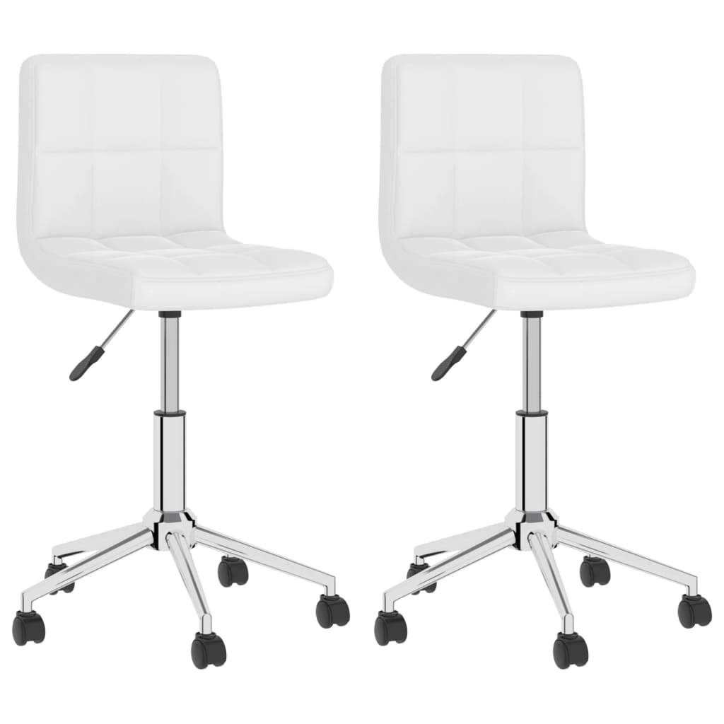 vidaXL Eetkamerstoelen draaibaar 2 st kunstleer wit