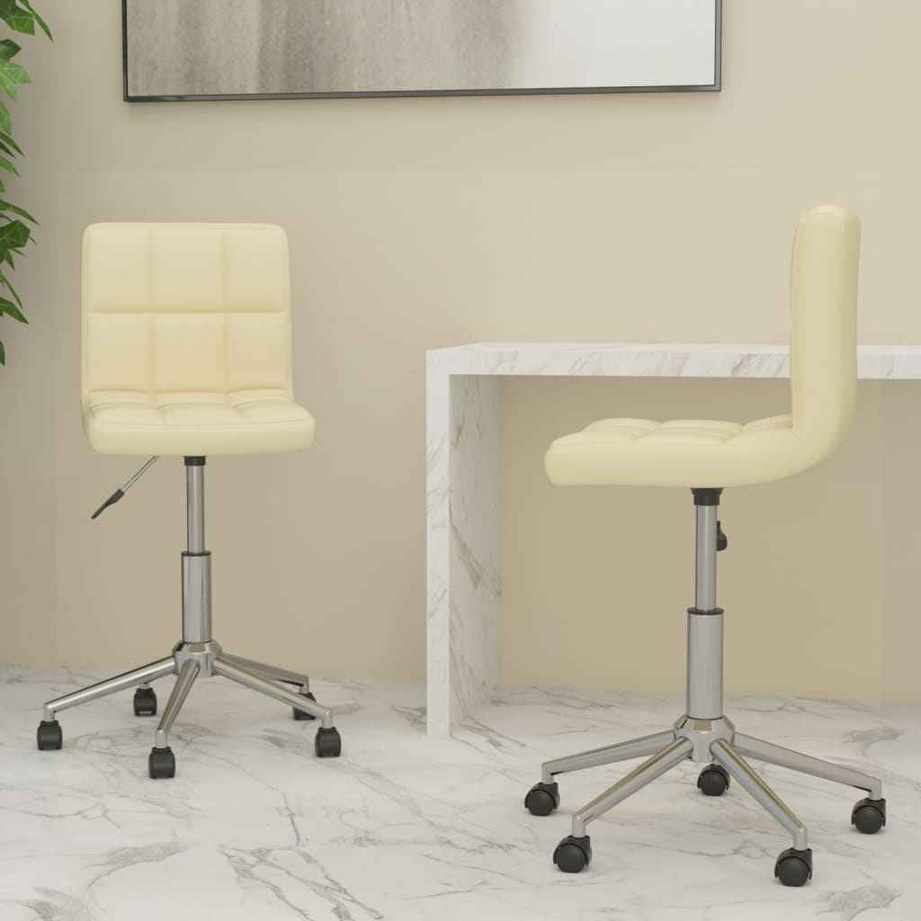 vidaXL Eetkamerstoelen draaibaar 2 st kunstleer wit