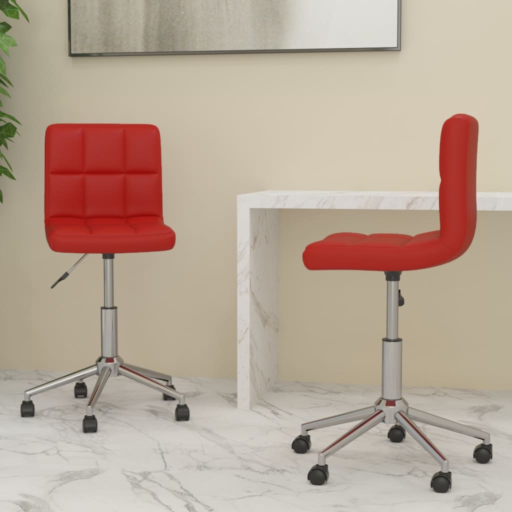 vidaXL Eetkamerstoelen draaibaar 2 st kunstleer wit
