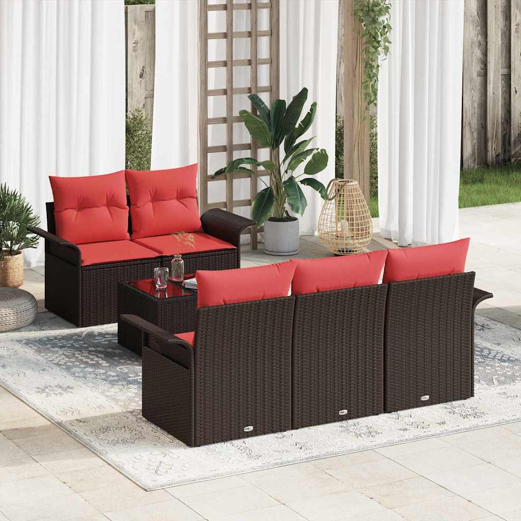 vidaXL Tuin Sofa Set met kussen 6 pcs Zwart poly rattan