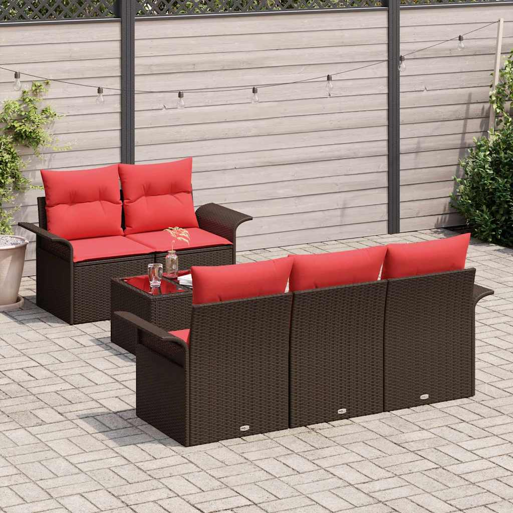 vidaXL Tuin Sofa Set met kussen 6 pcs Zwart poly rattan