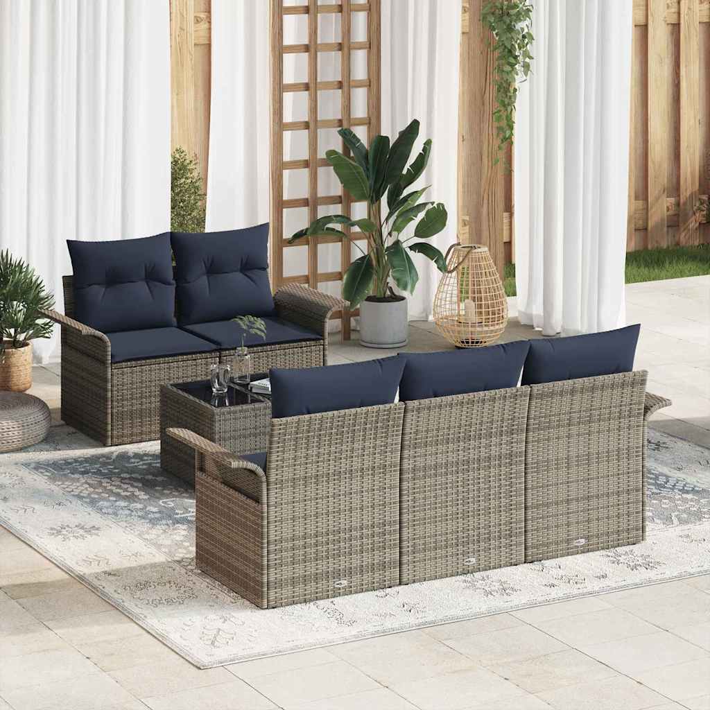 vidaXL Tuin Sofa Set met kussen 6 pcs Zwart poly rattan