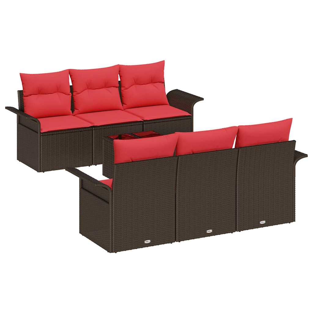 vidaXL Tuin Sofa Set met kussen 7 pcs Zwart poly rattan