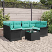 vidaXL Tuin Sofa Set met kussen 7 pcs Zwart poly rattan