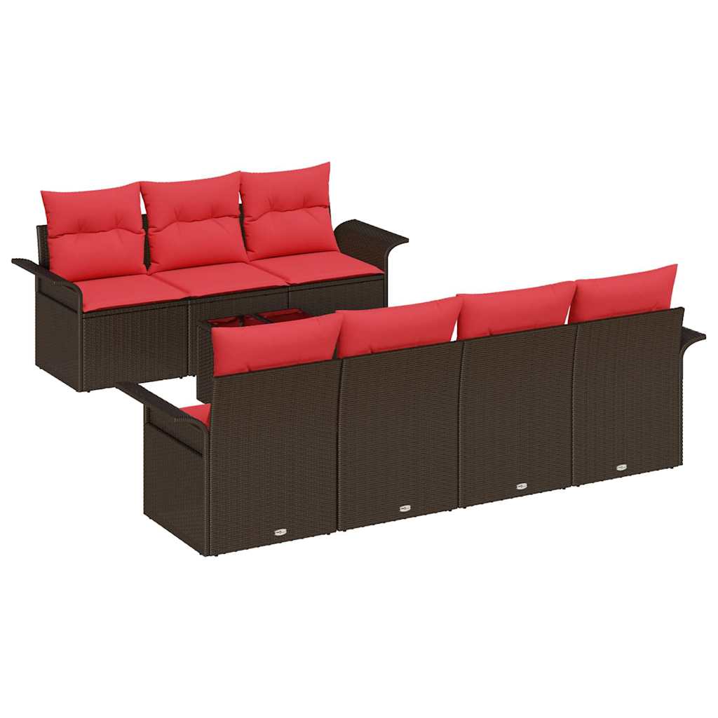 vidaXL Tuin Sofa Set met kussen 8 pcs Zwart poly rattan