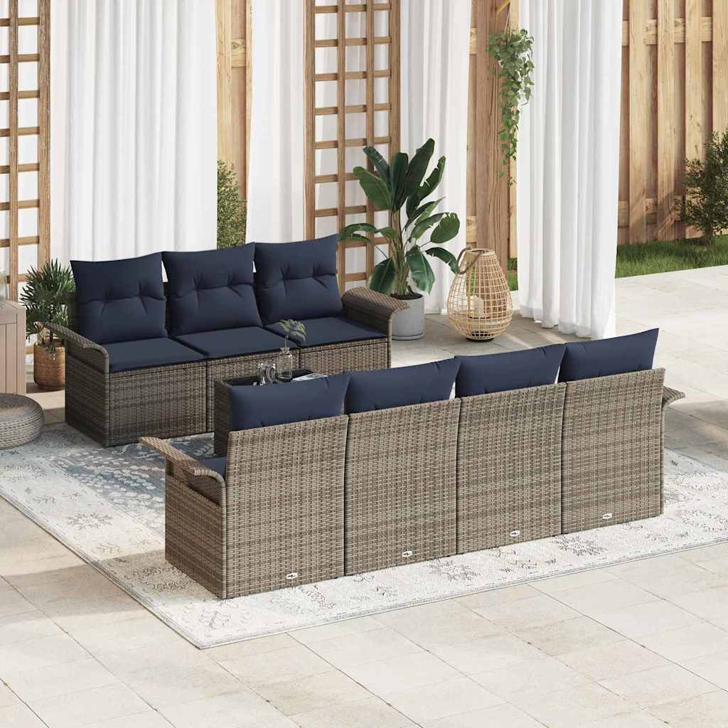 vidaXL Tuin Sofa Set met kussen 8 pcs Zwart poly rattan