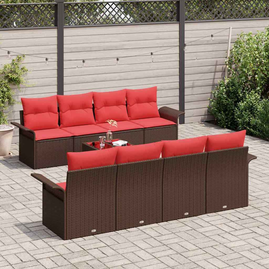vidaXL Tuin Sofa Set met kussen 9 pcs Zwart poly rattan
